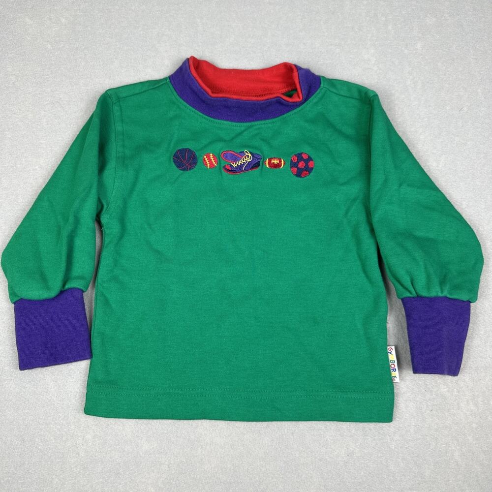 Vintage Gymboree Rainbow Tag Sports Long Sleeve Shirt X-Small Green